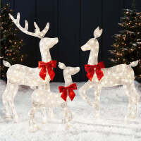3-Piece Lighted Christmas Deer Set Outdoor Decor with 175 LED Lights