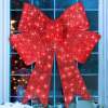 Pre-Lit Large Christmas Bow Decoration, Holiday Decor w/ 8 Functions