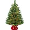 Pre-Lit Tabletop Christmas Tree w/ Red Velvet Cover & Gold Cord