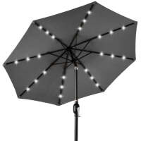 Solar LED Lighted Patio Umbrella w/ Tilt Adjustment, UV-Resistant - 10ft