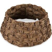 24in Basket Woven Hyacinth Christmas Tree Collar Skirt Accessory w/ Cord Cut-Out