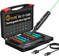 Rechargeable Bore Sight Laser Kit with 64 Adapters fit 0.17 to 12GA Calibers, Professional Red/Green Laser Bore Sight with Button Switch, Powerful Choice for Hunting Bore Sight Tool