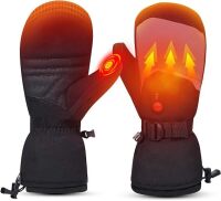 Sun Will Heated Mittens for Men Women, Electric Rechargeable Heated Ski Gloves 7.4V 2200mAh, 10s Fast Heating Full Finger & Thumb, 149&deg;F Waterproof Winter Mitts for Skiing Cycling Walking Dogs