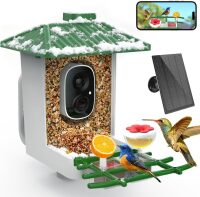 Smart Bird Feeder with Camera Solar Powered, 2K HD WiFi Live View Bird Feeders for Outdoors, AI Birds Recognition & Instant Alerts,Weatherproof Design &ndash; Best Gift for BirdLovers & Garden Birdwatching