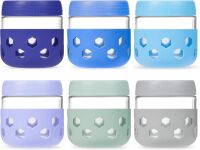 6-Pack 10 oz Overnight Oats Containers with Lids and Silicone Sleeves, Glass Mason Jars with Airtight Lid, Dishwasher Safe, Wide Mouth Chia Seed Pudding Meal Prep Jar for Yogurt Berries Snack