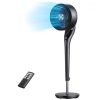 Dreo TurboPoly Fan 9 in. 9-Fan Speeds Pedestal Fan in Black with Exclusive Blue Blade, Remote and 2D 120&deg; Oscillation