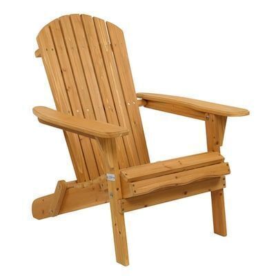 VINGLI Wooden Natural Folding Adirondack Chair