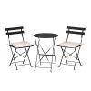 VINGLI 3-Piece Steel Bistro Set with Premium Steel Frame and Comfortable Cushions Black