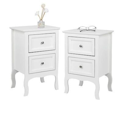 VINGLI 2-pcs White 2-Drawer 15.7-in W x 23.7-in H Nightstand