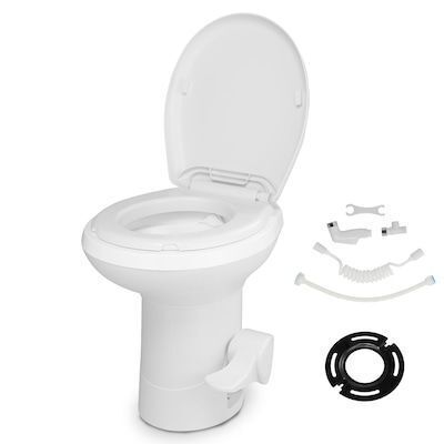 VINGLI Portable HEPE RV Toilet with Foot Pedal Flush for Camping White