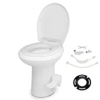 VINGLI Portable HEPE RV Toilet with Foot Pedal Flush for Camping White