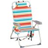 VINGLI 39H Portable Aluminum Backpack Beach Chair with Headrest and Side Pocket