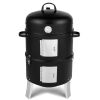 3-in-1 Vertical Charcoal Grill Outdoor BBQ Charcoal Smoker