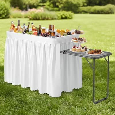 VINGLI 22D x 64W x 32H Portable Ice Table with with Side Table and Removable Skirt