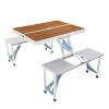 VINGLI 4 Ft Folding Picnic Table Set with 4 Seats and Umbrella Hole, 220lb Support