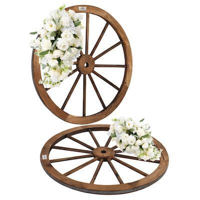 VINGLI 2-Pcs 30-in Decorative Wooden Wagon Wheel