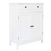 White Freestanding Bathroom Cabinet with 2-Door and 1-Drawer
