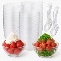 200 Pcs 3 oz Mini Plastic Dessert Bowls and Spoons