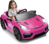 Licensed Porsche 718 12v Kids Electric Ride On Car with Parent Remote Control, Adjustable 2-5 Mph, LED Front & Tail Lights, Bluetooth Music Player