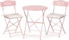 3-Piece Bistro Set with Olive Leaf Cutout Design and Comfortable Cushions - Broken Plastic Foot Pad