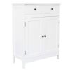 White Freestanding Cabinet with 2 Doors & 1 Drawer