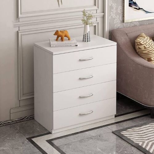 4 Drawers Night Stand Bedside Chests of Drawers Furniture Nightstand Storage Cabinet Organizer Unit for Bedroom