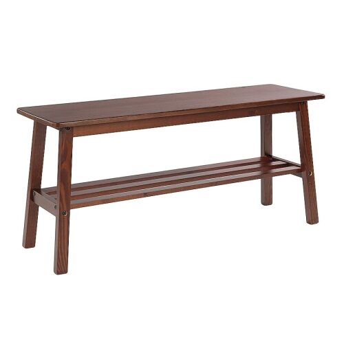 VINGLI 39 Inch Solid Wood Dining Bench with Shoe Rack Storage