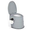 VINGLI Portable Toilet with Detachable Inner Bucket Removable Paper Holder Grey