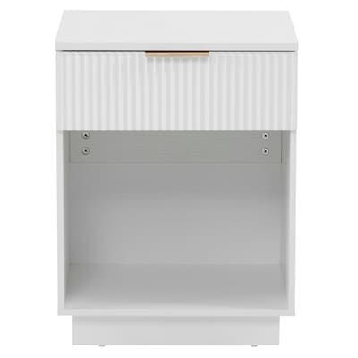 1 Drawer White MDF 17.72 inch W Nightstand