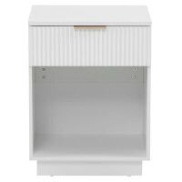 1 Drawer White MDF 17.72 inch W Nightstand