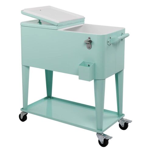80 Quart Portable Outdoor Patio Rolling Cooler Cart Green