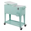 80 Quart Portable Outdoor Patio Rolling Cooler Cart Green