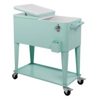 80 Quart Portable Outdoor Patio Rolling Cooler Cart Green