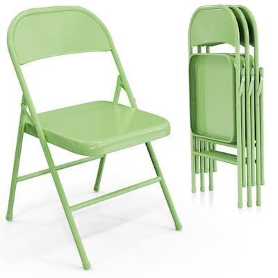 VINGLI 4-Pcs 350 lbs Folding Chairs with All Steel Metal Frame