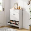 VINGLI Shoe Cabinet Storage Ultra Slim with 2 Flip &1 Drop-Down Drawers, 24.8" W