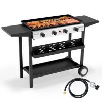 ROVSUN 4-Burner 40000 BTU Portable Rolling Propane Outdoor Griddle with Stand