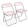 VINGLI 2-Pcs Acrylic Folding Chairs Weight Capacity 350 lbs Pink