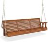 VINGLI 5 FT 3-Seater Brown Wooden Porch Swing with Hanging Chains