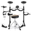 Electronic Drum Set for Beginner with 4 x 7in Drum Pads, 3x 10in Cymbals, 150 Sounds, Drum Module, Headphones, Drumstick