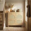 FcH Rattan Panel 2 Drawers 4 Flip Drawer Shoe Cabinet Particleboard 41.34 W