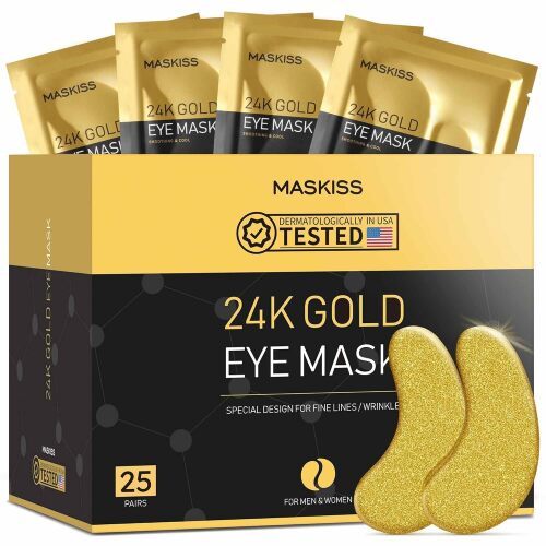 Gold Under Eye Patches (25 Pairs), Eye Mask, Collagen Skin Care Products, Eye Patches for Puffy Eyes, Eye Masks for Dark Circles and Puffiness