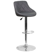 Flash Furniture Contemporary Gray Vinyl Bucket Seat Adjustable Barstool with Chrome Base. Appears New