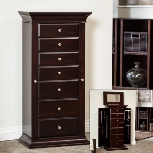 Belham Living Harper Espresso Jewelry Armoire. New with Damage on Back. 