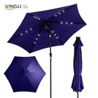 VINGLI 9FT x 8FT Patio Umbrella with Solar Lights Push Button Tilt and Crank