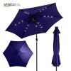 VINGLI 9FT x 8FT Patio Umbrella with Solar Lights Push Button Tilt and Crank