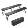 VINGLI 2-pcs 6-feet Black Plastic Folding Bench