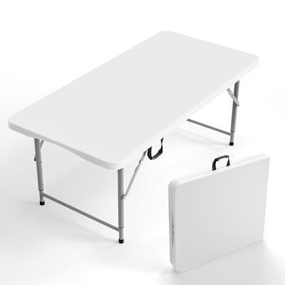 VINGLI 4 FT 3-Level Adjustable Plastic Folding Table White