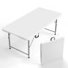 VINGLI 4 FT 3-Level Adjustable Plastic Folding Table White