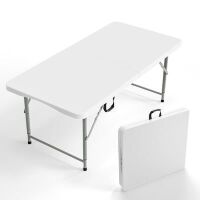 VINGLI 4 FT 3-Level Adjustable Plastic Folding Table White