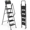 LUISLADDERS 5 Step Folding Ladder with Handrails and Widened Anti-Slip Pedal